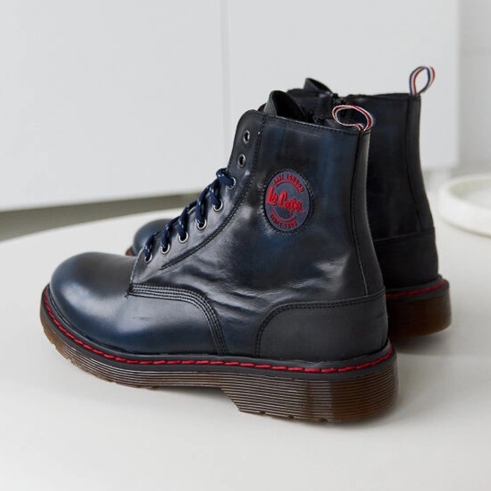 Scarpe in pelle naturale blu navy Lee Cooper LCJP-20-01-014 1