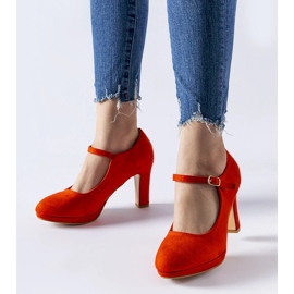 Scarpe arancioni con tacco e allacciatura Serri arancia 1