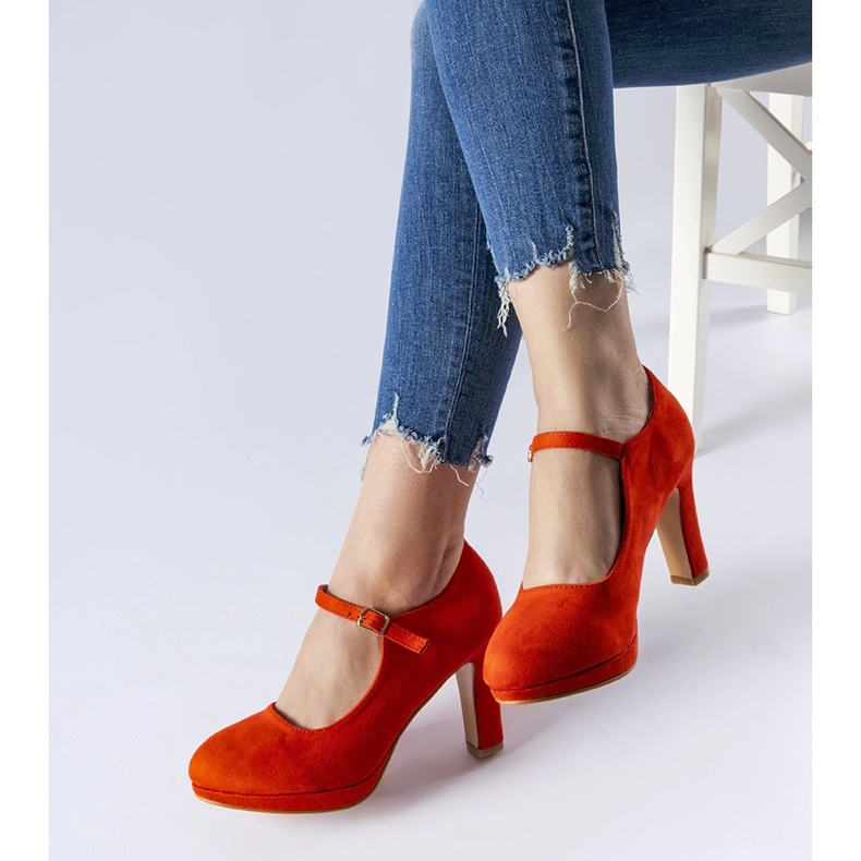 Scarpe arancioni con tacco e allacciatura Serri arancia 2