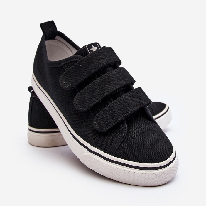 Sneakers Basse da Bambino con Velcro Nere Dilan nero 1