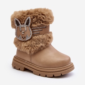 Doposci da bambino Lunami beige con pelliccia 1
