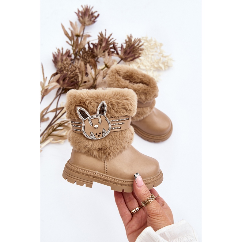 Doposci da bambino Lunami beige con pelliccia 2
