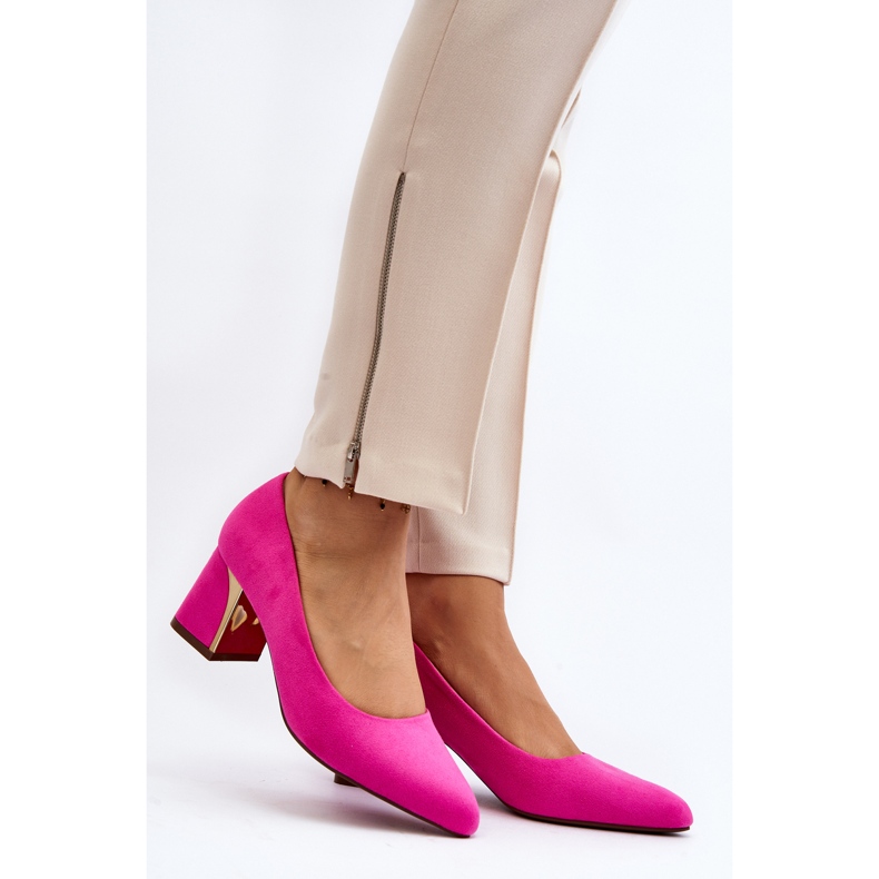 Décolleté Stelloria fucsia con tacco alto rosa 2