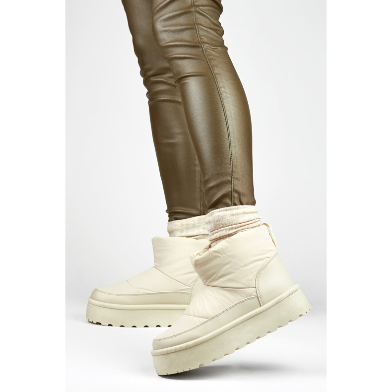 Doposci invernali da donna beige con plateau 1