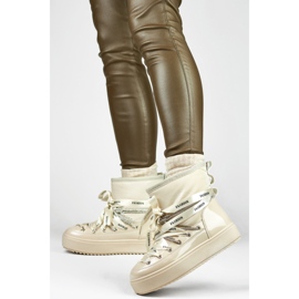Stivali da neve decorativi da donna, scarpe invernali beige 1