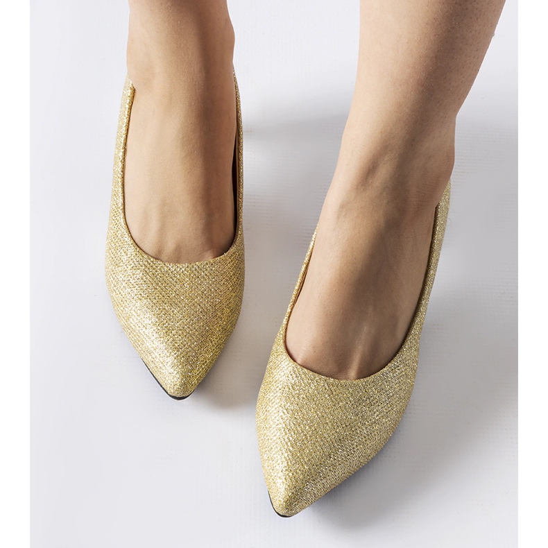 Décolleté pescara basse in broccato oro d'oro 1