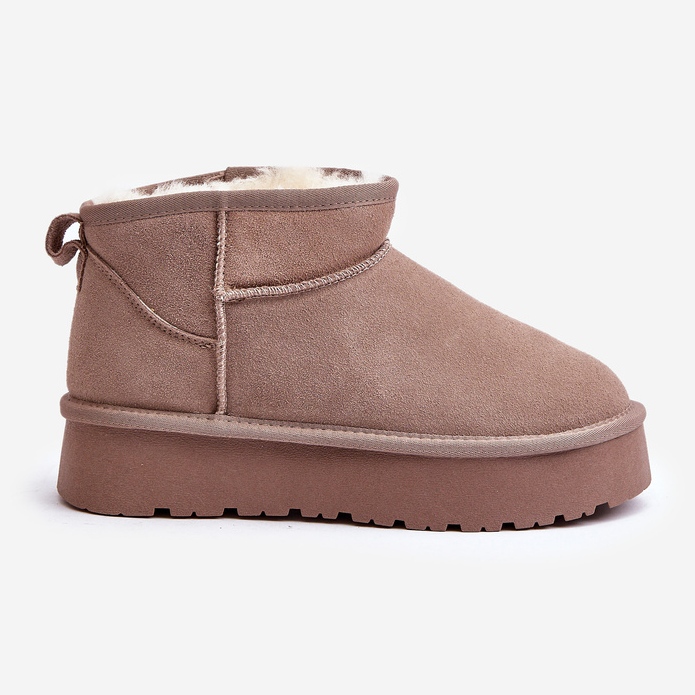 Stivali da neve bassi in pelle scamosciata kaki nucca alla moda beige 1