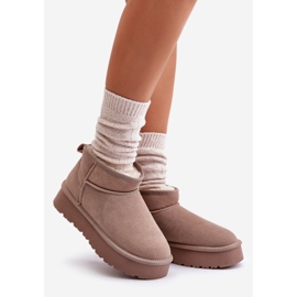 Stivali da neve bassi in pelle scamosciata kaki nucca alla moda beige 2