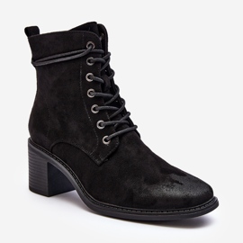 Stivaletti stringati con tacco basso da donna Neri Serellia nero 1