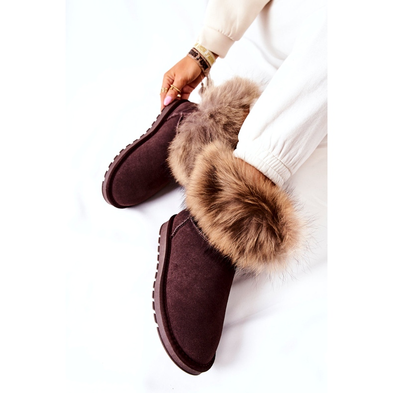 Mukluk In Pelle Da Donna Con Pelliccia, Marrone 1