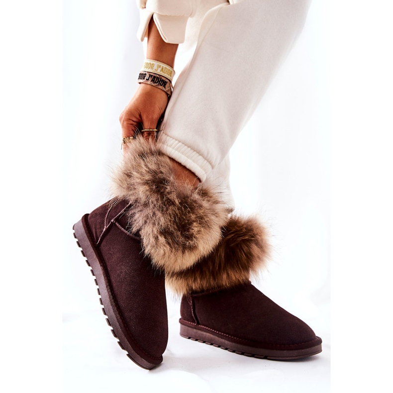 Mukluk In Pelle Da Donna Con Pelliccia, Marrone 4