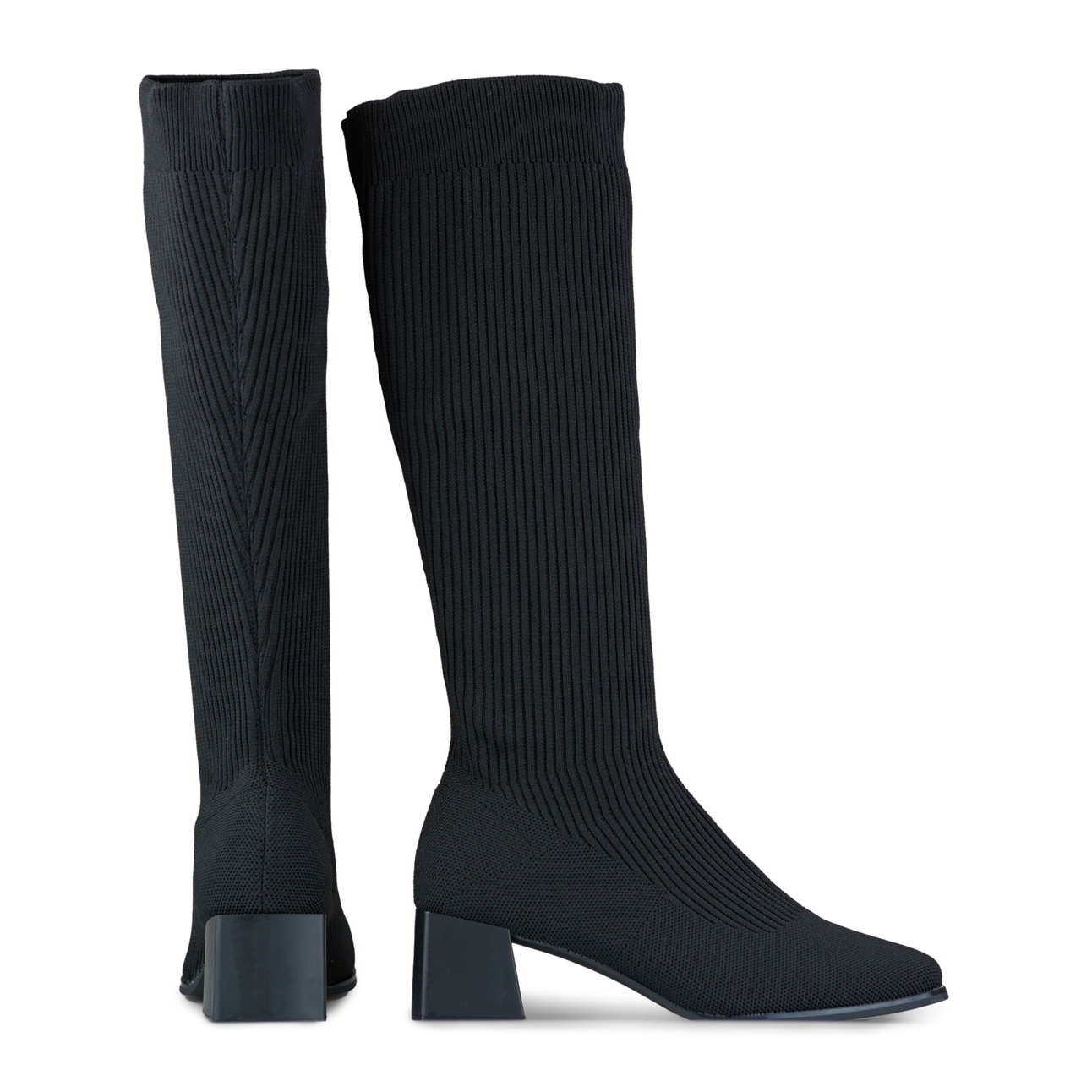 Stivaletti a calza neri da donna con tomaia elastica nero KeeShoes