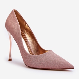 I tacchi a spillo champagne glitterati di Tiberon rosa 1