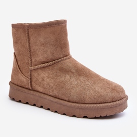 Stivali da neve da donna con isolamento in pelliccia color kaki Lizio beige 1