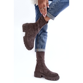 Stivali Slip-On Da Lavoro Con Tacco Piatto Grigio Divella 2