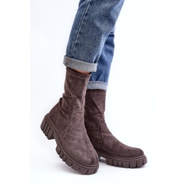 Stivali Slip-On Da Lavoro Con Tacco Piatto Grigio Divella 1