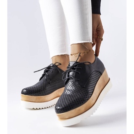 Scarpe con zeppa traforate nere di Laurent nero 1
