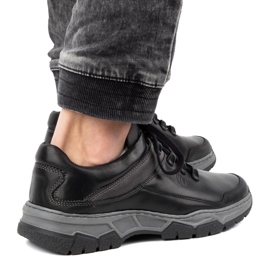Olivier Scarpa casual da uomo in pelle 842MA nera nero 2