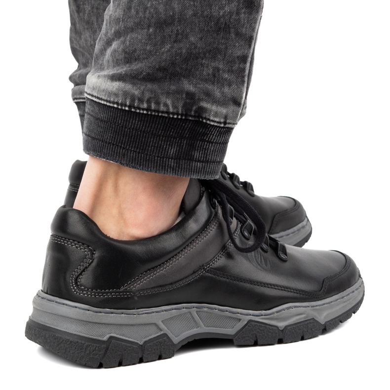 Olivier Scarpa casual da uomo in pelle 842MA nera nero 2