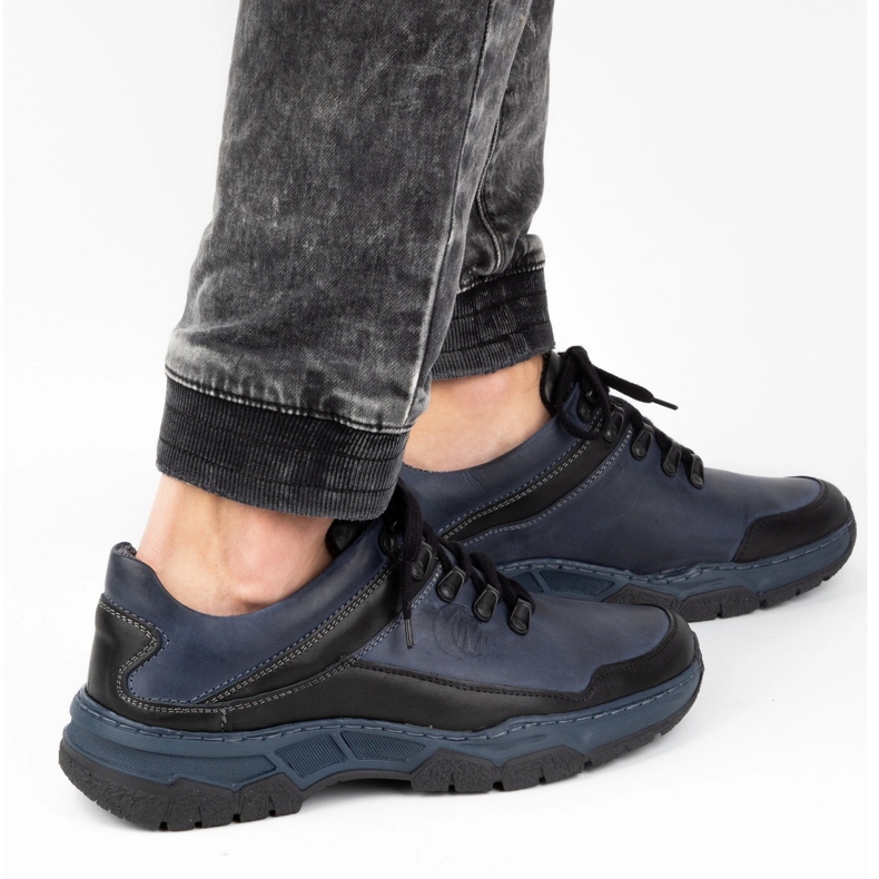 Olivier Scarpe casual da uomo in pelle 842MA blu navy 2