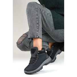 Scarpe invernali isolate, scarpe da trekking per ragazzi, stringate nero 1
