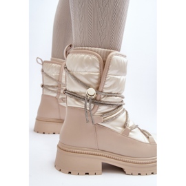 Stivali da neve da donna beige con allacciatura decorativa Rilana 1