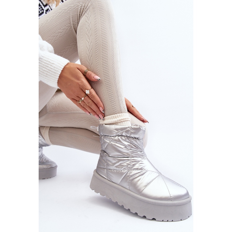 Stivali da neve da donna Fionia argento su una piattaforma enorme d'argento 1