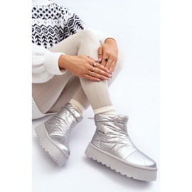 Stivali da neve da donna Fionia argento su una piattaforma enorme d'argento 2