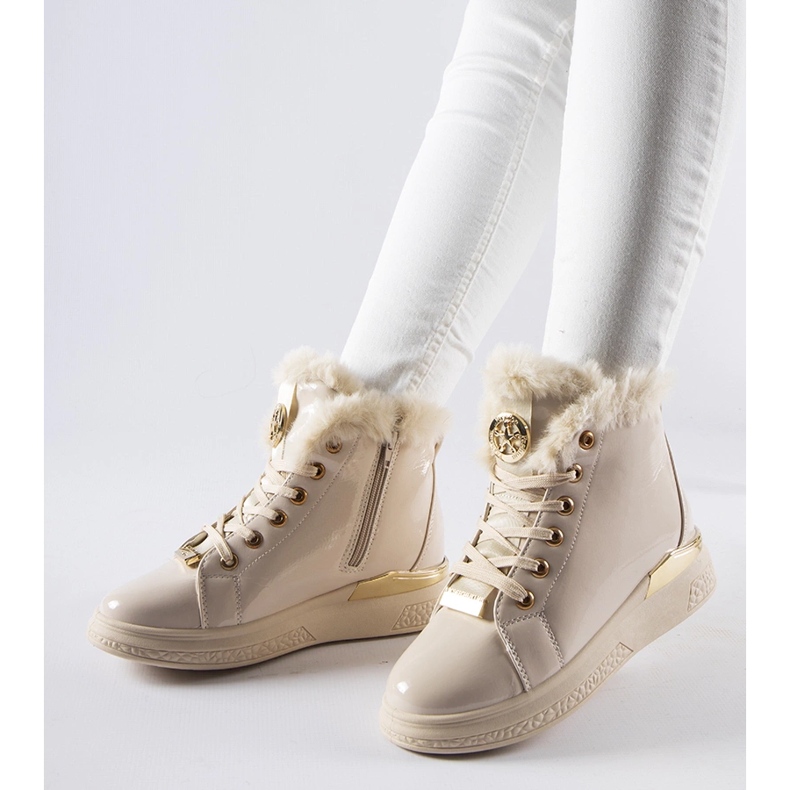 Sneakers beige foderate in pelliccia Lubriano 1