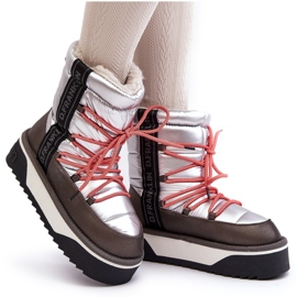 Stivali da neve femminile su una suola vegana spessa D.Franklin DFSH371006 Silver argento 5