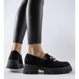 Mocassini Giacomo neri con strass nero 1