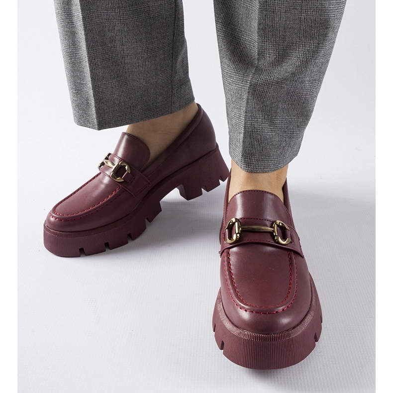 Mocassini bordeaux con fibbia Cerzeto rosso 1