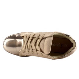 Sneakers da donna con cristalli T273P Beige 2