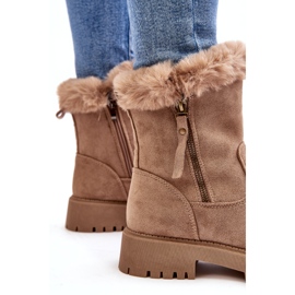 NEWS Stivali in pelle scamosciata femminile con pelliccia beige 3
