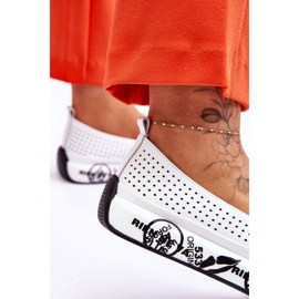 S.Barski Sneakers Slip-On Traforate in Pelle Bianche Gedra bianco 4