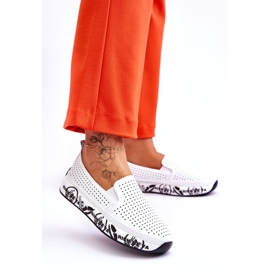 S.Barski Sneakers Slip-On Traforate in Pelle Bianche Gedra bianca 2