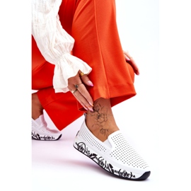 S.Barski Sneakers Slip-On Traforate in Pelle Bianche Gedra bianca 3