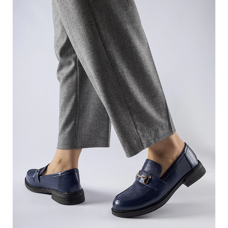Mocassini blu navy con fibbia Gennaro 1