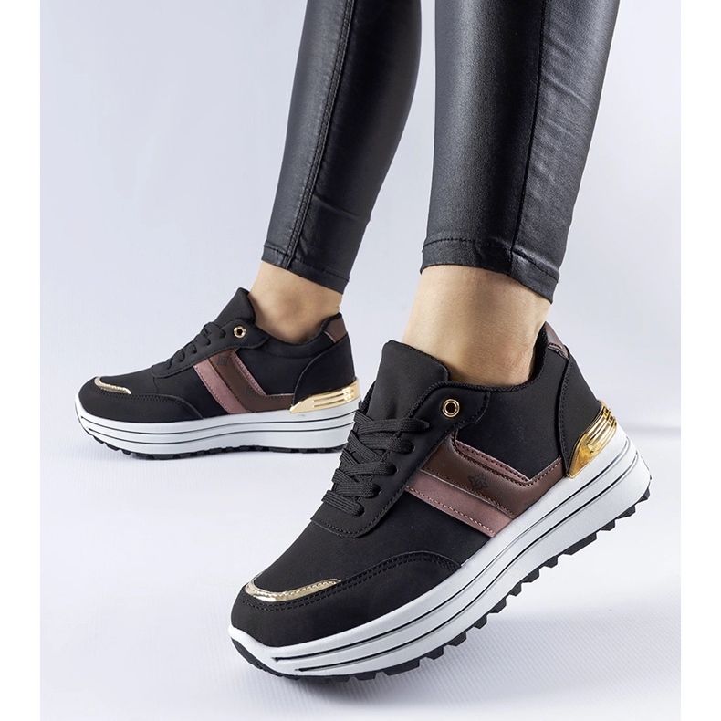 Sneakers Provinciale nere con plateau nero 1