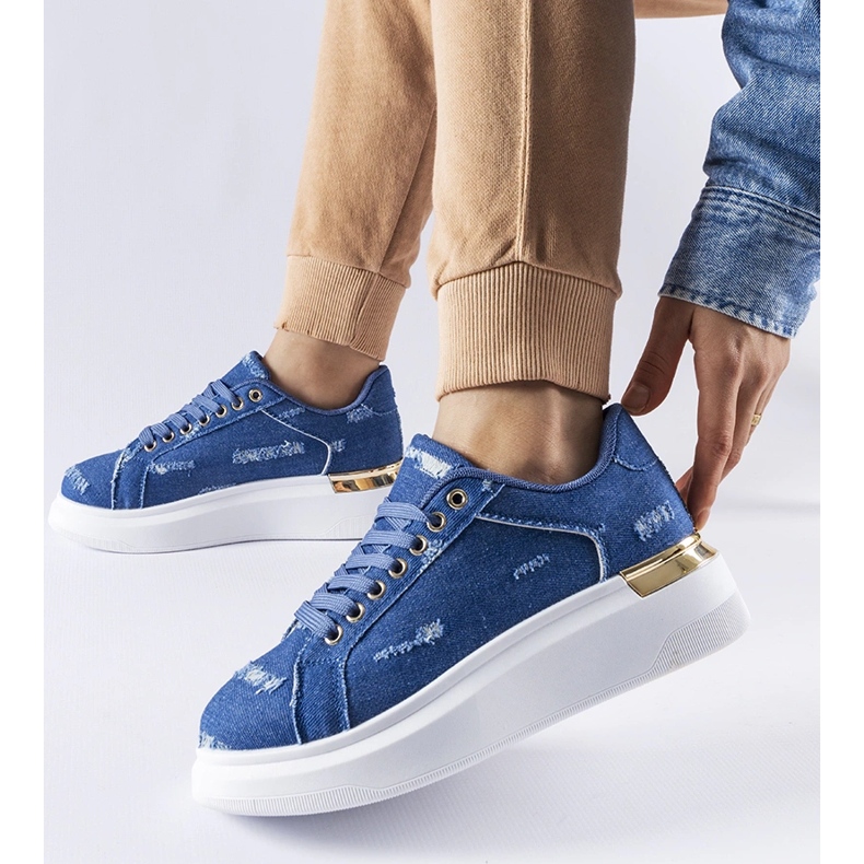 Sneakers blu con plateau di Osson 1