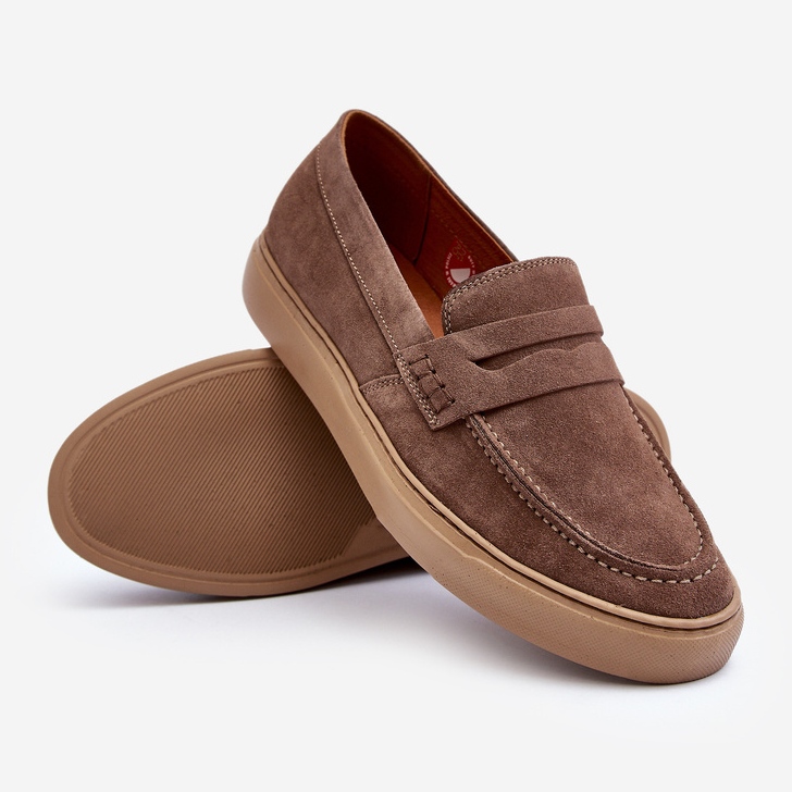 Mocassini da uomo in pelle scamosciata Zazoo 1574, Beige scuro 2