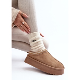 Pantofole Sylva Beige Con Suola Spessa Realizzate In Eco Pelle Scamosciata 1