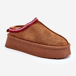 Pantofole Sylva Marrone Con Suola Spessa Realizzata In Eco Pelle Scamosciata 1