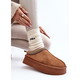 Ciabatte con suola spessa realizzate in eco-camoscio Camel Sylva marrone 2