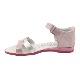 Sandali in pelle da bambina con velcro RenBut 4333 rosa/argento 2