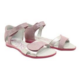 Sandali in pelle da bambina con velcro RenBut 4333 rosa/argento 5
