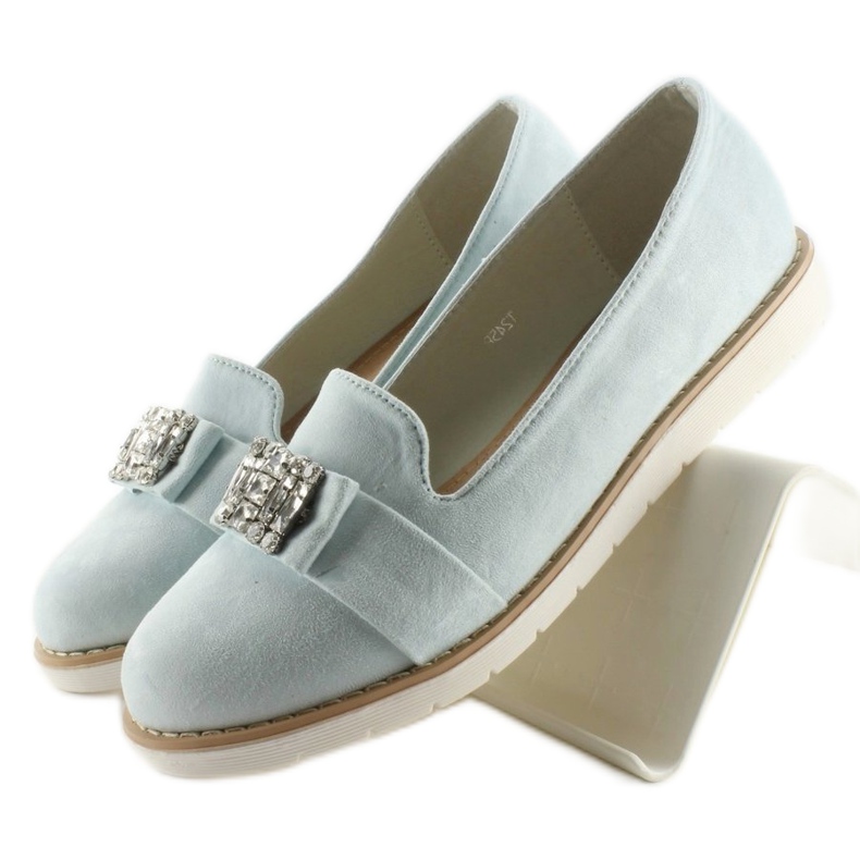 Mocassini in camoscio pastello T245 Blu 1