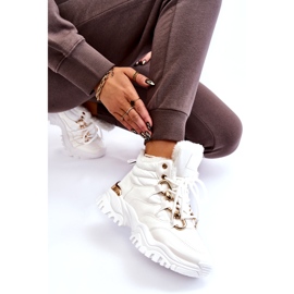 Stivali Sportivi Isolati Da Donna Con Lacci Trappers Bianchi Bastini bianco 6
