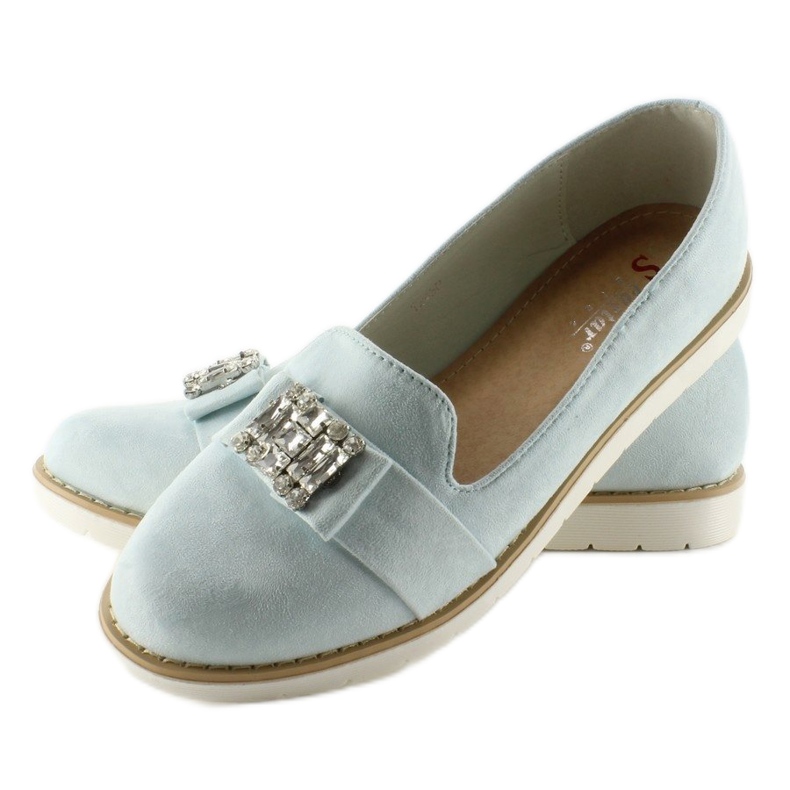 Mocassini in camoscio pastello T245 Blu 2