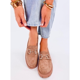 Mocassini Karins con fibbia in camoscio color kaki beige 1